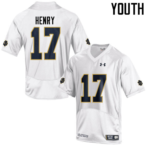 Youth #17 Nolan Henry Notre Dame Fighting Irish College Football Jerseys-White